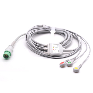ECG cáp với leadwire tương thích comen vòng 12 pin nối ECG cáp với 3 dẫn Snap IEC cho y tế hàng tiêu dùng - Product Image 1
