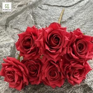 <span class=keywords><strong>Bouquet</strong></span> <span class=keywords><strong>de</strong></span> roses artificielles en soie, 7 têtes, plusieurs couleurs, pour mariage, maison, décoration extérieure - Product Image 5