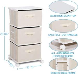 Tour de commode à 3 tiroirs en bois Petit organisateur de rangement vertical en tissu pour <span class=keywords><strong>chambre</strong></span> à coucher Placard de <span class=keywords><strong>chambre</strong></span> à coucher Armoires de salon - Product Image 4