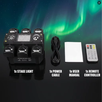 Potente Iluminación LED de Matriz de Haz Móvil de Seis Brazos Tipo Barco Pirata de 100W con Doble Láser Estroboscópico y DMX de 26 Canales para DJ Profesionales, Clubes y Eventos