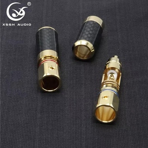 YIVO XSSH Audio bricolage OEM <span class=keywords><strong>Home</strong></span> cinéma HiFi coque en Fiber de carbone plaqué or 24K 11mm fil RCA prise Max connecteurs Jack" - Product Image 3