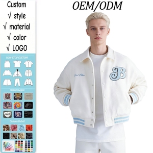 Veste universitaire unisexe personnalisée avec logo brodé, style vintage ample, veste bomber de baseball, OEM ODM, streetwear pour hommes et femmes - Product Image 1