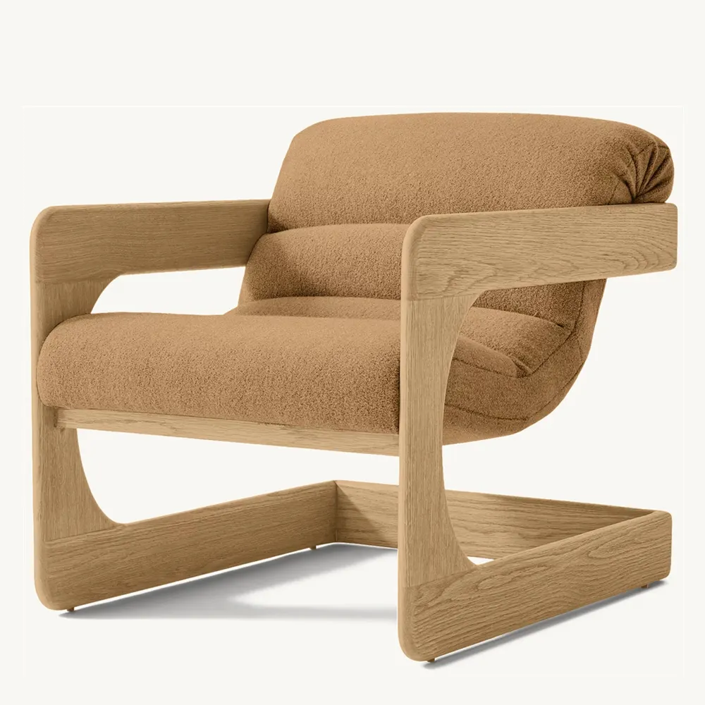 OEM PostModern desain rumah mewah Amerika set perabotan Sofa ruang tamu kerajinan tangan Oak kursi Boucle Axell