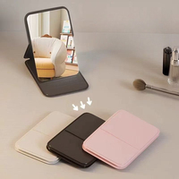 Miroir de maquillage pliable personnalisé en PU, miroir de voyage compact pour sac à main, bureau et chambre, cadeau promotionnel