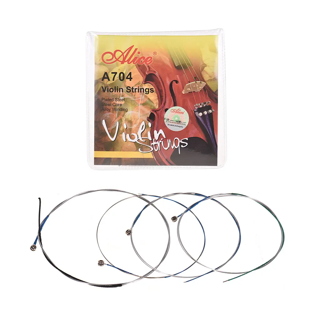 Alice A704 Violin Strings Set (E-A-D-G) 4/4 Fiddle Strings with Steel Core Aluminum Alloy Winding