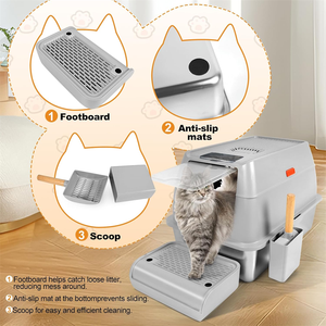 للبيع بالجملة مساحة داخلية مغلقة بالكامل من الفولاذ المقاوم للصدأ 20 مقاومة للرائحة مع صينية رملية مستلزمات الحيوانات الأليفة - Product Image 2