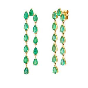 Women's 925 Sterling <b>Silver</b> Emerald Drop <b>Earrings</b> Pear Cut Claw Setting 18K Gold Plated Classic Wedding Jewelry - Product Image 1