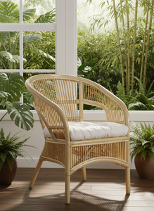 Fauteuil de loisirs Fabiano - Design moderne en rotin/osier pour chambre à coucher, hôtel, espaces de vie - Mélange parfait de confort et de style - Product Image 2