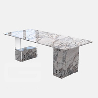 Gainsville Furniture Table de salle à manger de luxe en acrylique et marbre, design de pieds, forme unique, table à manger en marbre