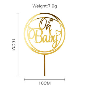 ท็อปเปอร์เค้กอะคริลิค รูปน้ำผึ้งและน้ำหวาน โอ้ เบบี้ สีทอง สีเงิน สำหรับตกแต่งเค้กในงานเลี้ยงฉลองวันเกิดหรืองานเลี้ยงฉลองทารก - Product Image 3