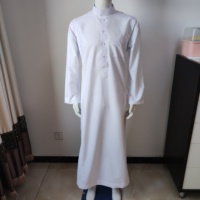 Robes islamiques de style saoudien pour hommes, thobe traditionnel arabe de haute qualité, couleur unie simple, vêtements pour l'Aïd al-Fitr, en stock