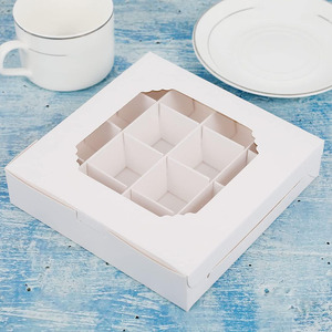 กล่องใส่ขนมหวานใส่ช็อคโกแลตกระดาษสีขาว16ช่องแบบใส - Product Image 2