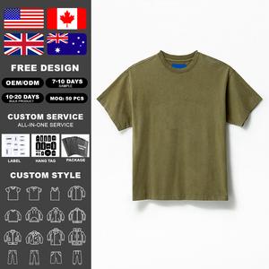 T-shirt en coton épais délavé vintage pour homme KingSen, coupe oversize, impression de logo personnalisé, manches courtes, style streetwear décontracté - Product Image 2