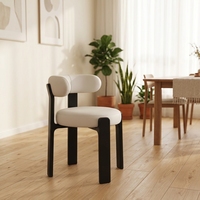 Chaise de salle à manger mobile en bois massif et cuir rembourré, style rétro français médiéval, dossier simple, luxe léger, mobilier de maison