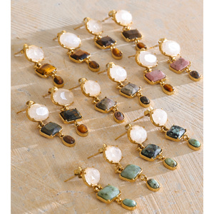 <span class=keywords><strong>Orecchini</strong></span> <span class=keywords><strong>Pendenti</strong></span> Geometrici JINYOU 9028 con Pietre Naturali Multiple, Impermeabili, Placcati in Oro, in Acciaio Inossidabile - Product Image 5