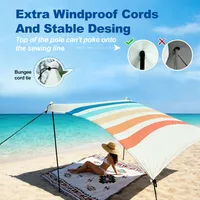 Tente de plage portable UPF50+ en Lycra avec ancrages par sacs de sable, auvent pare-soleil extérieur pour camping, pêche, pique-nique, grande taille, coupe-vent