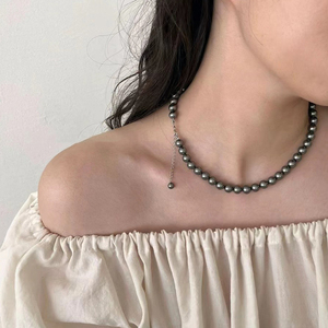 Vershal B-126 di alta qualità <span class=keywords><strong>collana</strong></span> di perle di vetro grigio 18K placcato oro Vintage <span class=keywords><strong>collana</strong></span> di gioielli di lusso - Product Image 1