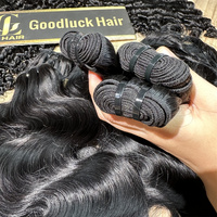 Extensions de cheveux naturels en gros Goodluck, cheveux vierges bruts vietnamiens 15A, double trame, ondulés, en lots