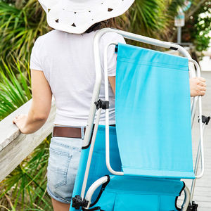 قسط خفيفة الوزن كراسي للشاطئ المحمولة للطي ظلة كرسي للشاطئ المتسكع مع عجلات عربة والمظلة - Product Image 4