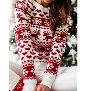 Maglione di natale all'ingrosso maglione a maniche lunghe felpa renna natale natale modelli di fiocchi di neve Pullover di alce a maglia - Product Image 6