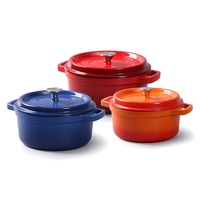 Ensemble de casseroles modernes en fonte émaillée, cocotte et faitouts pour la cuisson de pâtes à la sourde et de soupes