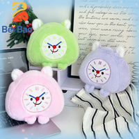Jam Boneka Wajah Tersenyum Kawaii, Boneka Hewan Lembut, Boneka Kartun dengan Detail Bordir, Hadiah Pereda Stres untuk Anak-Anak