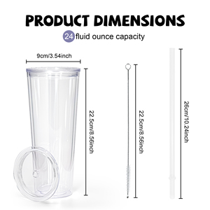 Vaso de 24 oz con Globo de Nieve, Vasos con Globo de Nieve de 24 oz, Vaso con Globo de Nieve Transparente Preperforado con Purpurina, con Tapas y Pajitas - Product Image 2