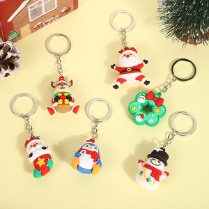 New Christmas Series Silver Chain Keychain Cute Cartoon PVC Doll Creative 3D Santa Claus Pendant Small Gift From China - Product Image 2