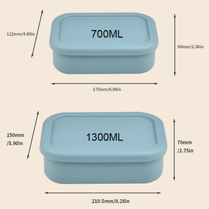 กล่องข้าวซิลิโคนปลอดสาร BPA เป็นมิตรกับสิ่งแวดล้อม ขนาด 700 มล. ใช้ซ้ำได้ อุ่นในไมโครเวฟได้ ปิดสนิท 3 ช่อง ป้องกันการรั่วซึม - Product Image 6