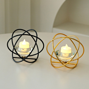 Crystal <b>Candle</b> Holder Geometric Iron Design Heat Resistant Home Decoration For Candlelight <b>Dinner</b> - Product Image 1