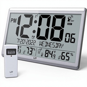LFF Atomic Digital <strong>Wall</strong> <strong>Clock</strong> Never Needs Setting Indoor/<strong>Outdoor</strong> Temp Humidity Battery Operated Wireless Sensor 45" Numbers - Product Image 1