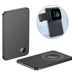 Batterie externe universelle ultra-mince 2-en-1 Li-Polymère 10000 mAh, station d'alimentation en alliage d'aluminium, charge rapide 20W, type sans fil - Product Image 1