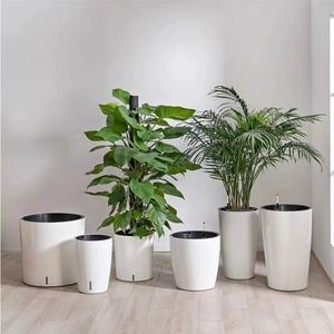 Venta directa Fabricante Moderno Simple Grande Maceta de plástico de pie Forma de cilindro alto Característica de riego automático Maceta - Product Image 5