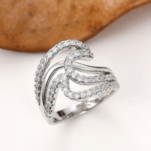 Anello Vintage a Strati con Onde per Donne, Gioiello da Dito Geometrico Irregolare alla Moda - Product Image 6
