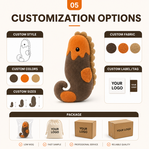 Peluche Hippocampe Marron Orange Personnalisée, Jouet en Peluche Doux Créature Marine, Conception de Poupée Décorative, Faible MOQ, Service OEM ODM, Direct Usine - Product Image 5