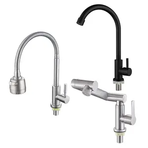 Robinet de robinet d'eau pour évier de cuisine vertical à refroidissement unique en acier inoxydable 304