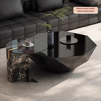 Nouvel ensemble de tables basses de luxe italiennes minimalistes et durables 2026 – Tables gigognes en marbre et acier inoxydable brossé pour salon