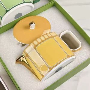 Bone China Coffee Cup Saucer Set Eco Friendly Porcelain European Luxury 5 Piece Tea Set Gift Box <b>Wedding</b> Hotel Home Use - Product Image 2