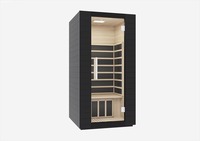 Ruang Sauna Inframerah Dalam Ruangan Kayu Solid Hemlock Kanada Modern 2 Orang Seven Continents Black dengan Jendela Transom, Garansi 1 Tahun