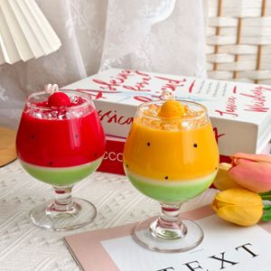 Creative Food Imitation Watermelon Slush Scented Candle Soy Wax Glass <b>Cup</b> Home Shooting Decor Present - Product Image 1