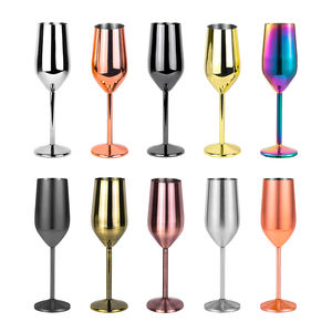 Flûtes à vin et champagne en acier inoxydable incassable de 220 ml avec logo personnalisé, idéales pour les cocktails et boissons. - Product Image 2