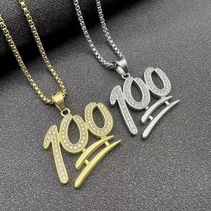ยูนิค ฮิปฮอป 100 จี้สร้อยคอสแตนเลสสตีลประดับเพชรแบบ Pave Setting เครื่องประดับสำหรับงานปาร์ตี้สำหรับทุกเพศ - Product Image 1