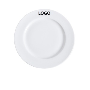 Wholesale Custom Logo Charger Plates Hotel Restaurant Dinnerware Round <b>White</b> Porcelain Dishes Ceramic <b>Dinner</b> Plate <b>Set</b> - Product Image 1