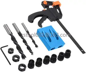 Guide Angle Drilling Positioner Inclined Joinery Tools Woodwork Oblique Hole Locator set 15 Degree for Carpenter 15PCS Bits set