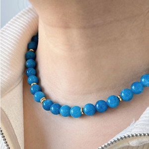 เครื่องประดับกันน้ำไม่หมอง ฐานสแตนเลส 316L ชุบทอง 14k 18k PVD ประดับด้วยลูกปัดพลอยธรรมชาติ สร้อยคอสำหรับผู้หญิง - Product Image 3