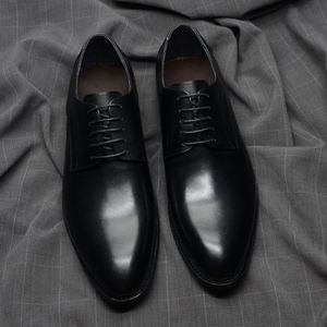 Chaussures Derby en cuir faites à la main haut de gamme pour hommes, à bout pointu, pour mariage, style britannique, décontractées ou formelles - Product Image 6