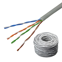 Kabel Ethernet Cat5e UTP 4 Pasangan Kabel LAN Twisted Pair Tanpa Pelindung 24AWG Tembaga Padat 305m Gulungan Besar untuk Pengkabelan Dalam Ruangan