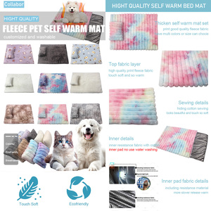 COLLABOR9Color Abnehmbare Fleece Selbstwärmende Katzenmatte Anpassbare Selbstwärmende Katzenbett Rutschfeste Punktmuster Wasserdichte Selbstwärmende Hundematte - Product Image 2