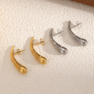 ต่างหูสแตนเลสทรงหยดน้ำประดับเพชรซิร์คอนสำหรับผู้หญิงใส่ได้ทุกวัน - Product Image 3