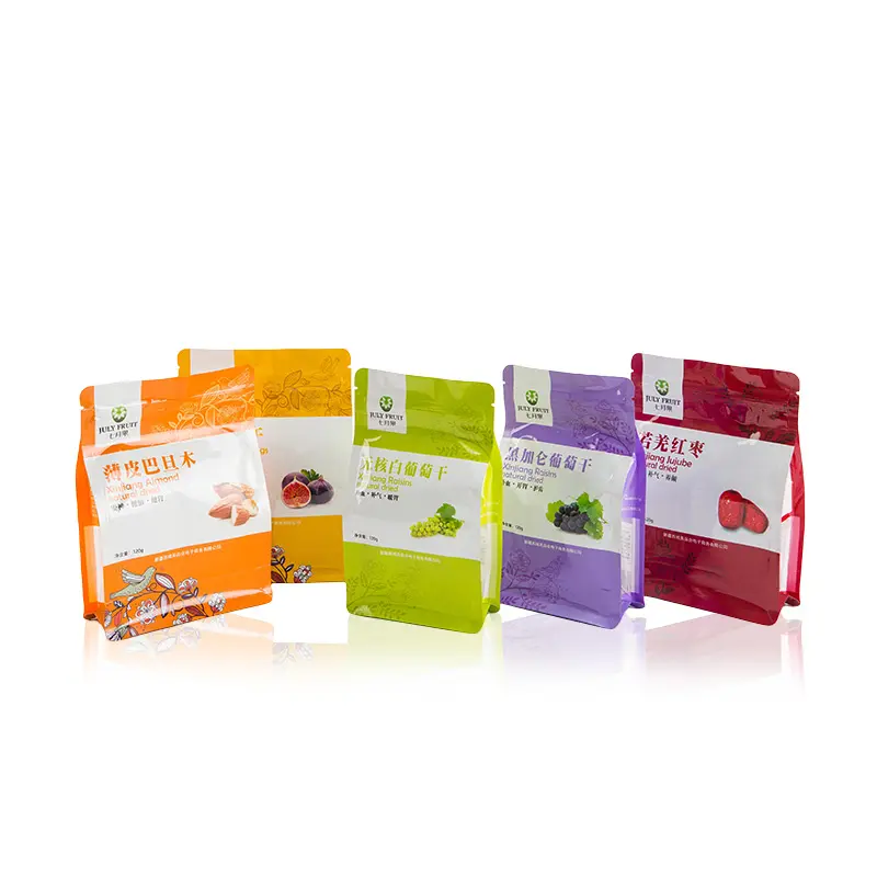 Custom Digital Print Dried Fruit Packaging - Side Gusset Coffee Pouches with Valve, Matte Plastic, Flat Bottom Zipper Bag